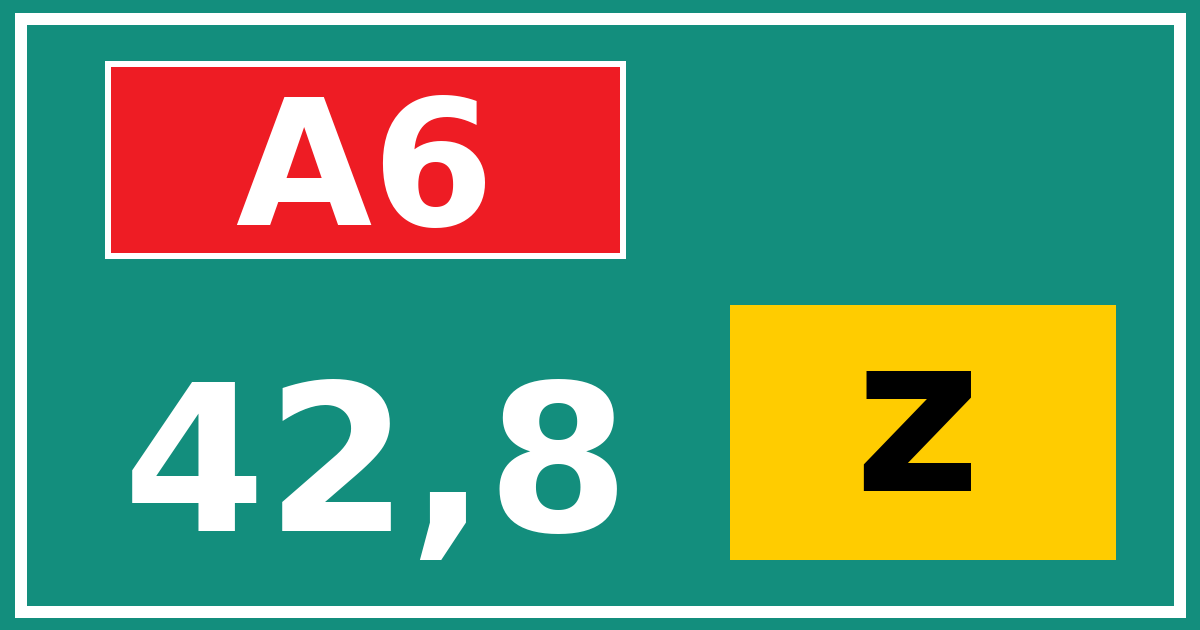 Hectometerbord A6 42,8 letter z