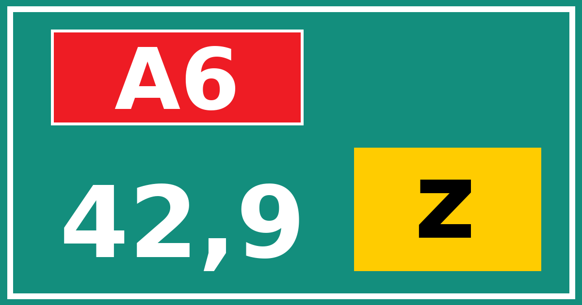 Hectometerbord A6 42,9 letter z