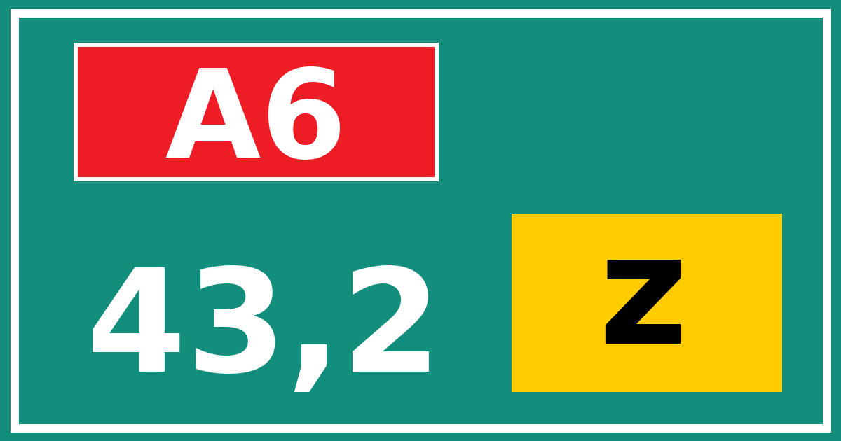 Hectometerbord A6 43,2 letter z