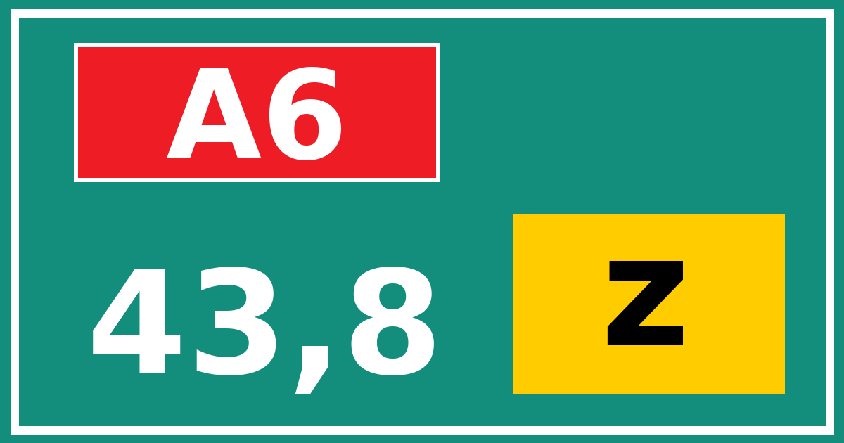 Hectometerbord A6 43,8 letter z
