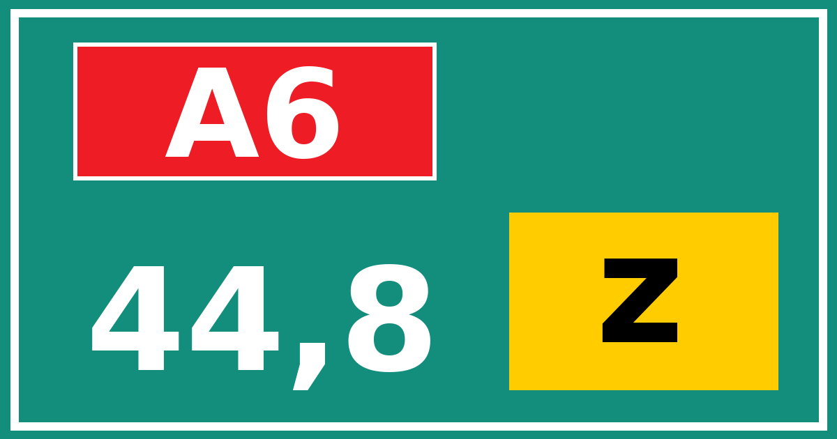 Hectometerbord A6 44,8 letter z