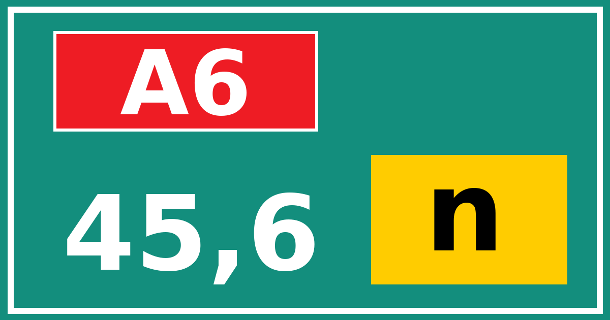 Hectometerbord A6 45,6 letter n