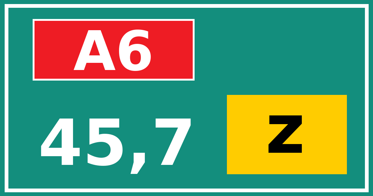 Hectometerbord A6 45,7 letter z