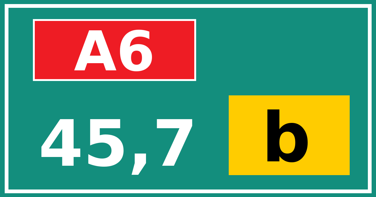 Hectometerbord A6 45,7 letter b
