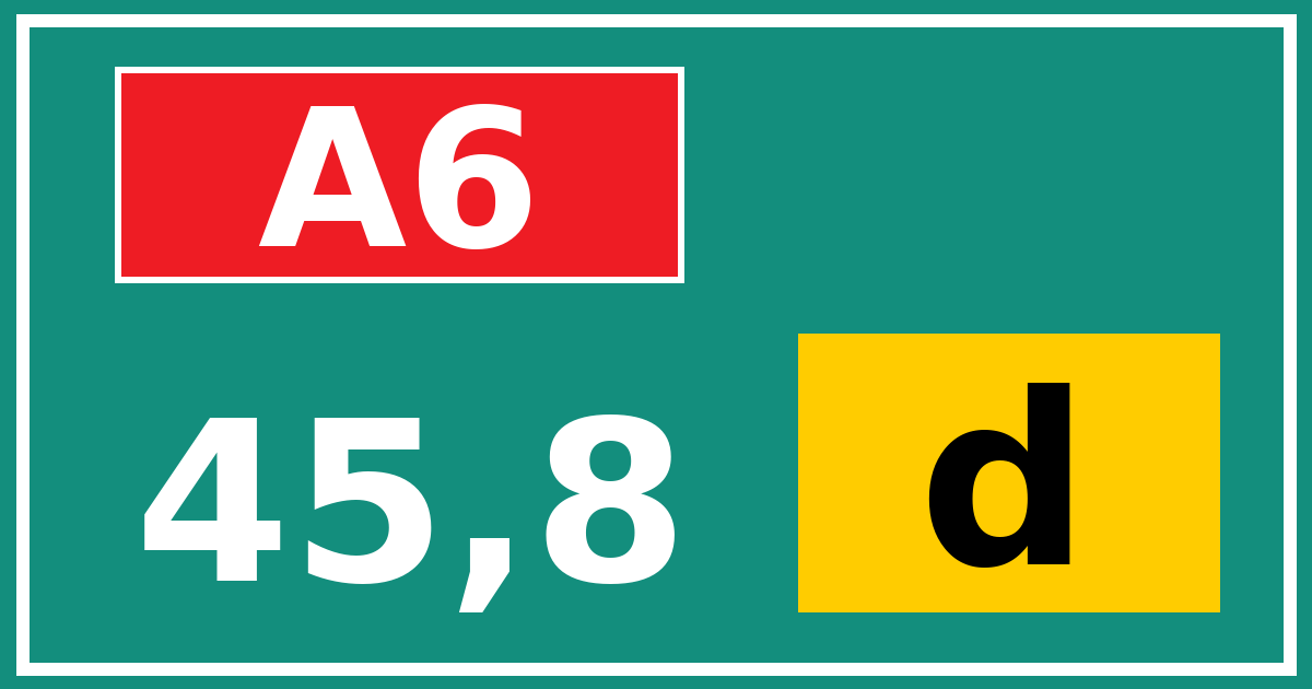 Hectometerbord A6 45,8 letter d