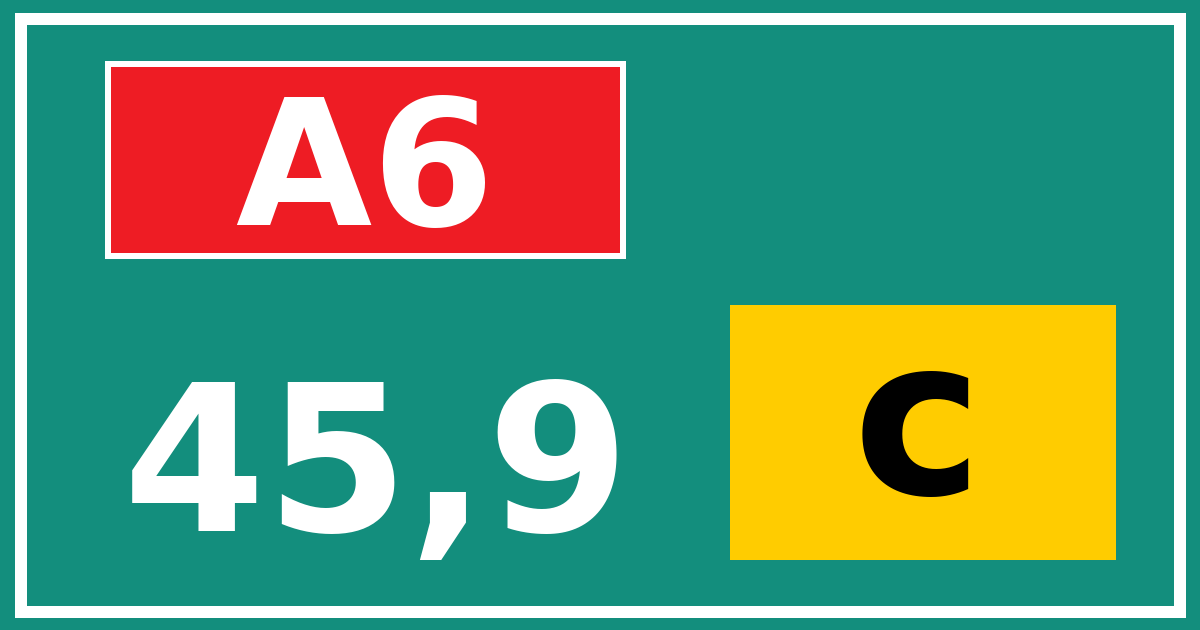 Hectometerbord A6 45,9 letter c