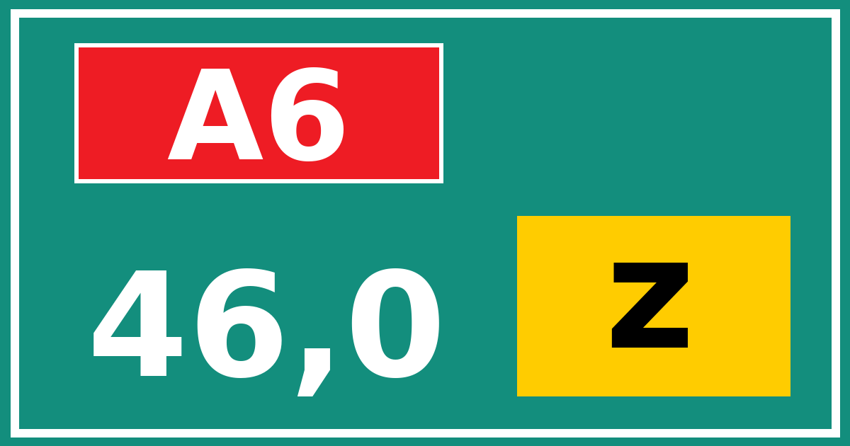 Hectometerbord A6 46,0 letter z