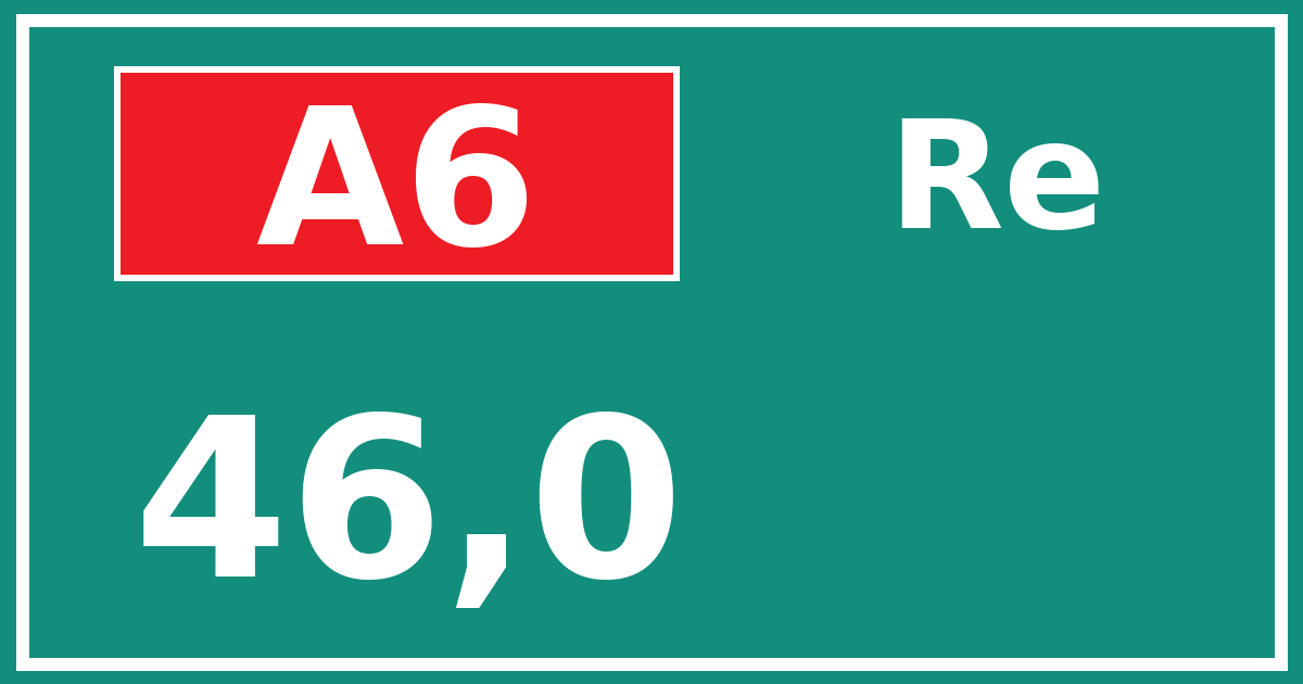 Hectometerbord A6 46,0 zijde Re