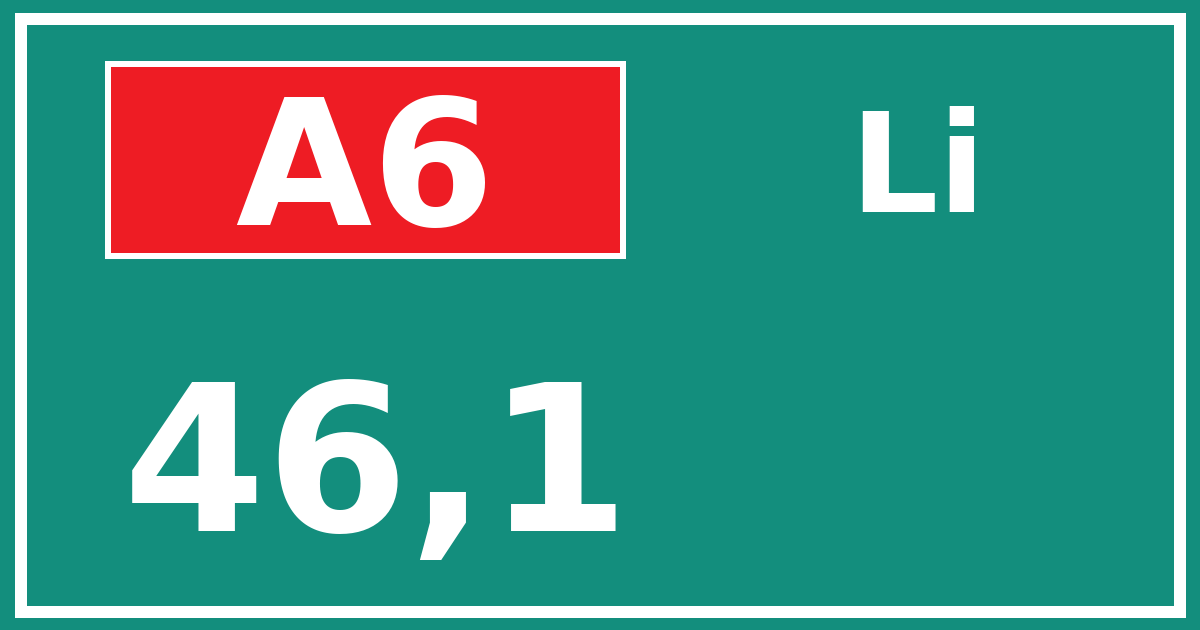 Hectometerbord A6 46,1 zijde Li
