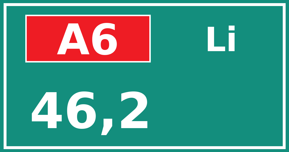Hectometerbord A6 46,2 zijde Li