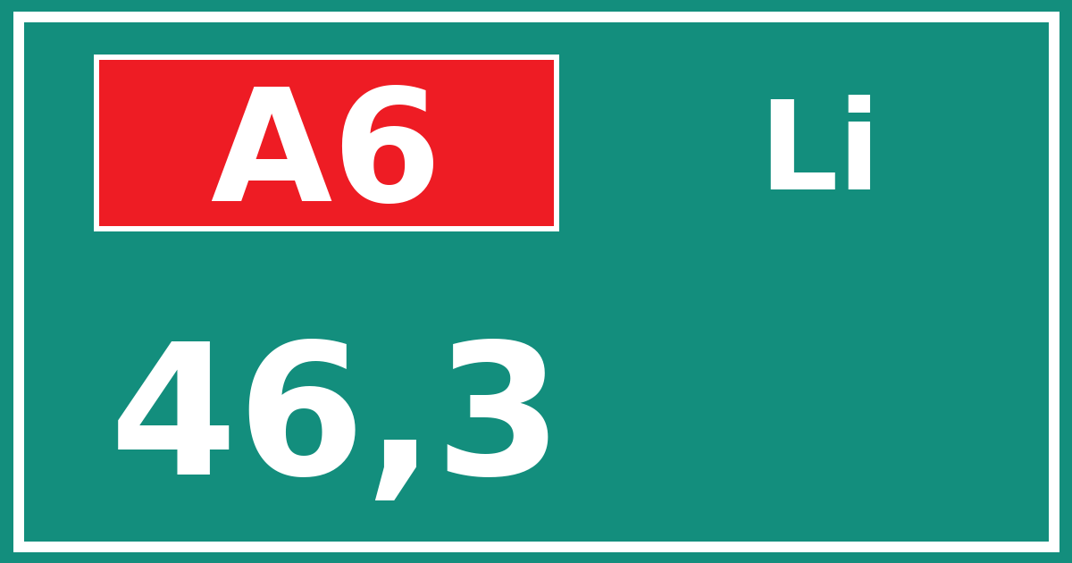 Hectometerbord A6 46,3 zijde Li