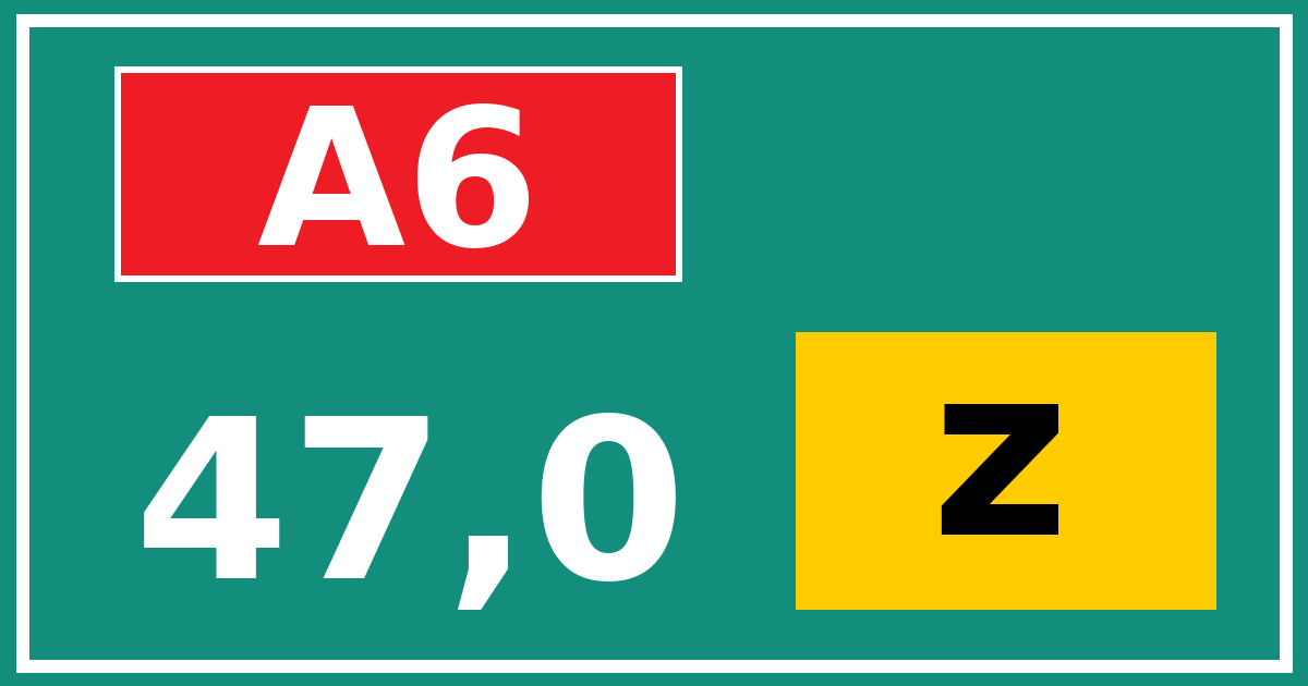 Hectometerbord A6 47,0 letter z