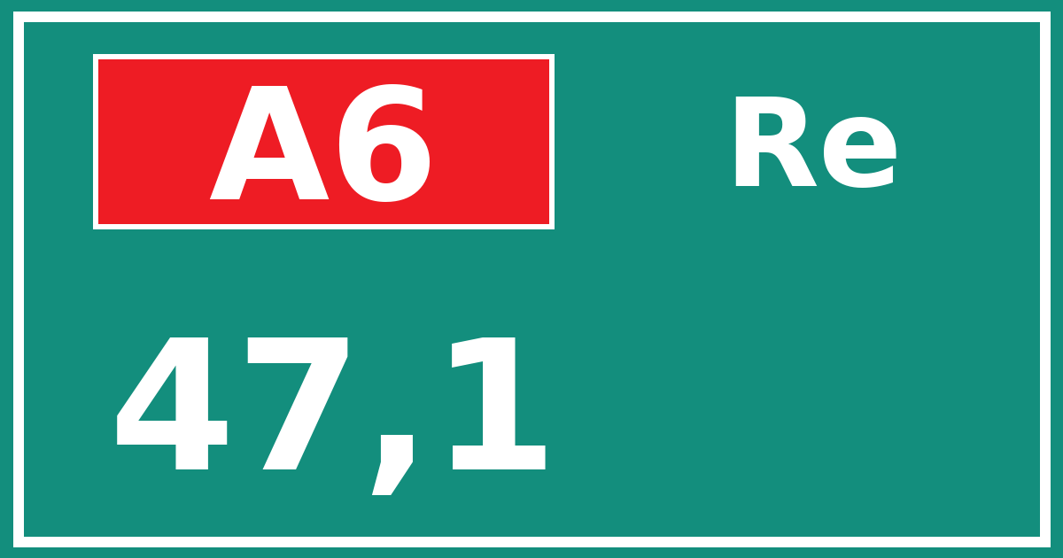 Hectometerbord A6 47,1 zijde Re
