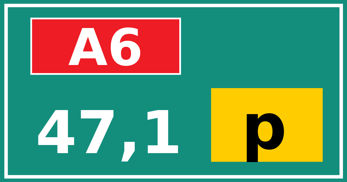 Hectometerbord A6 47,1 letter p