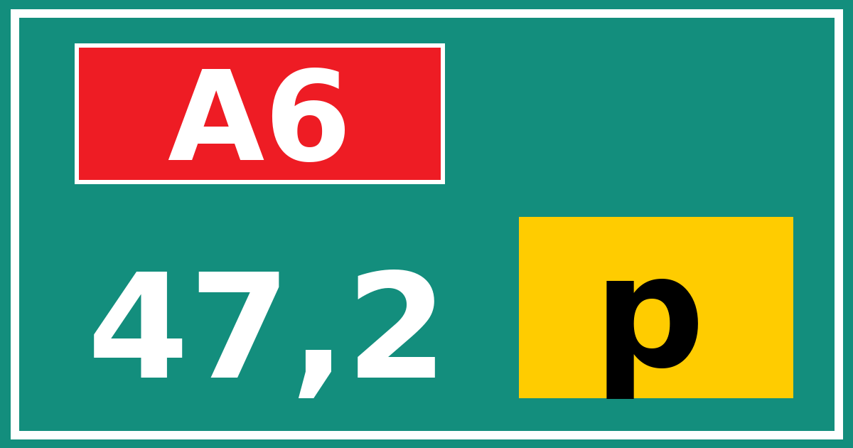 Hectometerbord A6 47,2 letter p