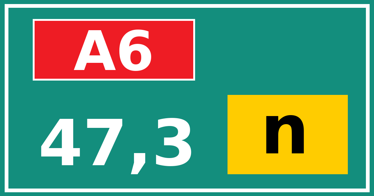 Hectometerbord A6 47,3 letter n