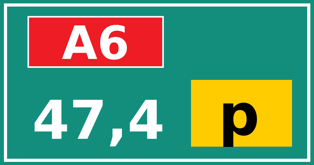 Hectometerbord A6 47,4 letter p