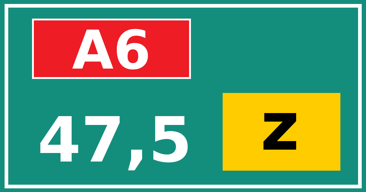 Hectometerbord A6 47,5 letter z