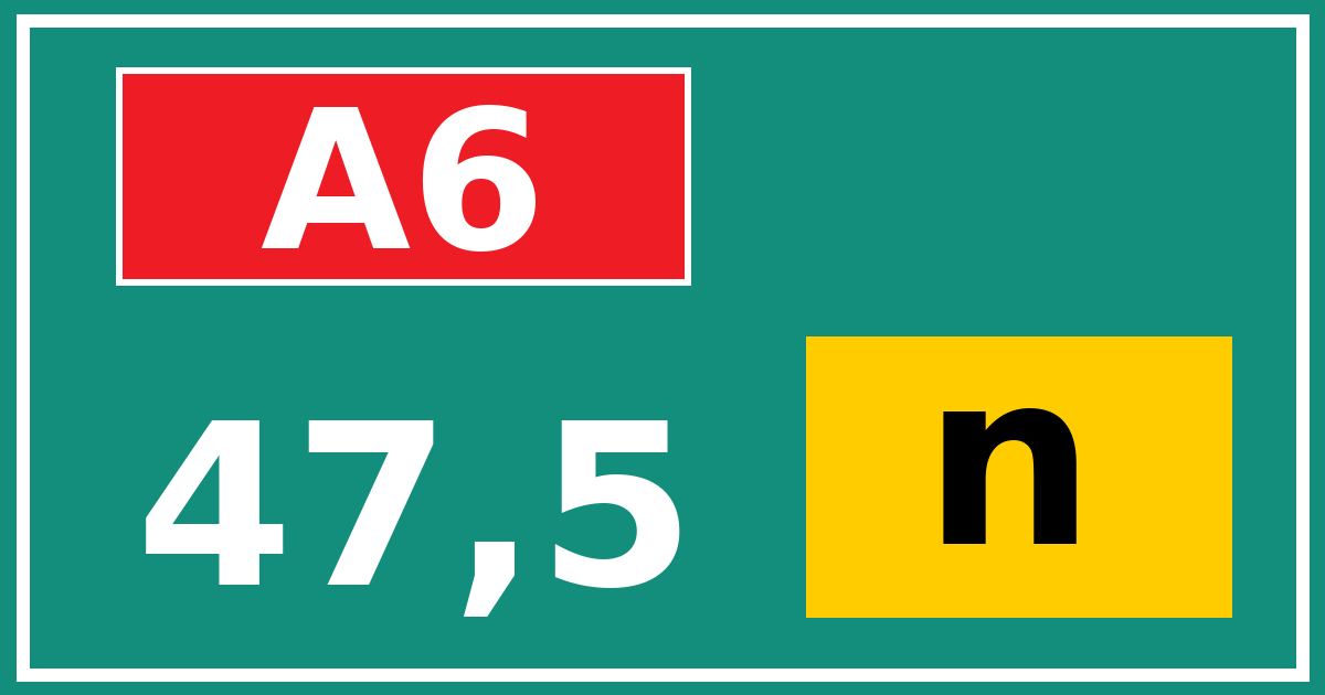 Hectometerbord A6 47,5 letter n