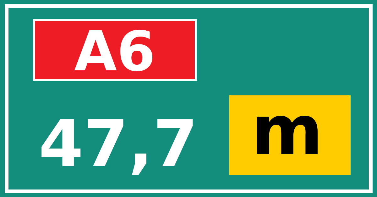 Hectometerbord A6 47,7 letter m