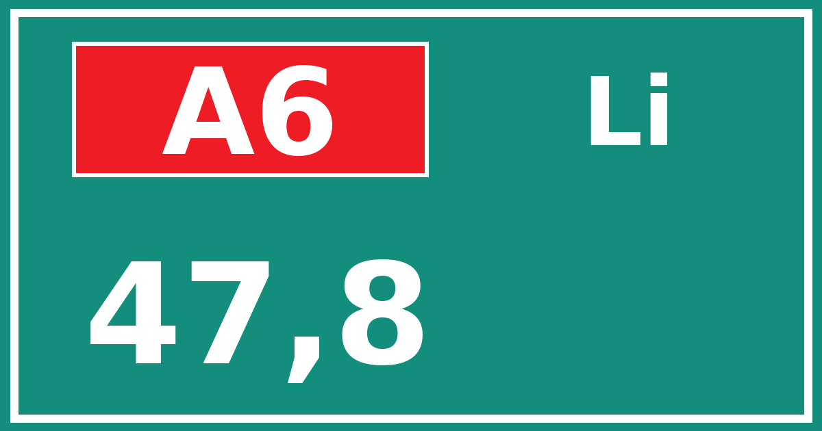 Hectometerbord A6 47,8 zijde Li