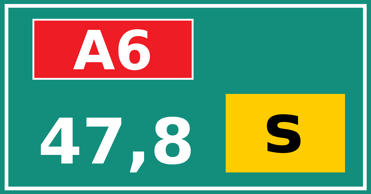 Hectometerbord A6 47,8 letter s