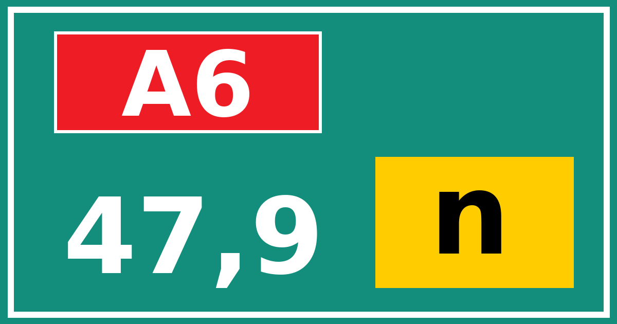 Hectometerbord A6 47,9 letter n
