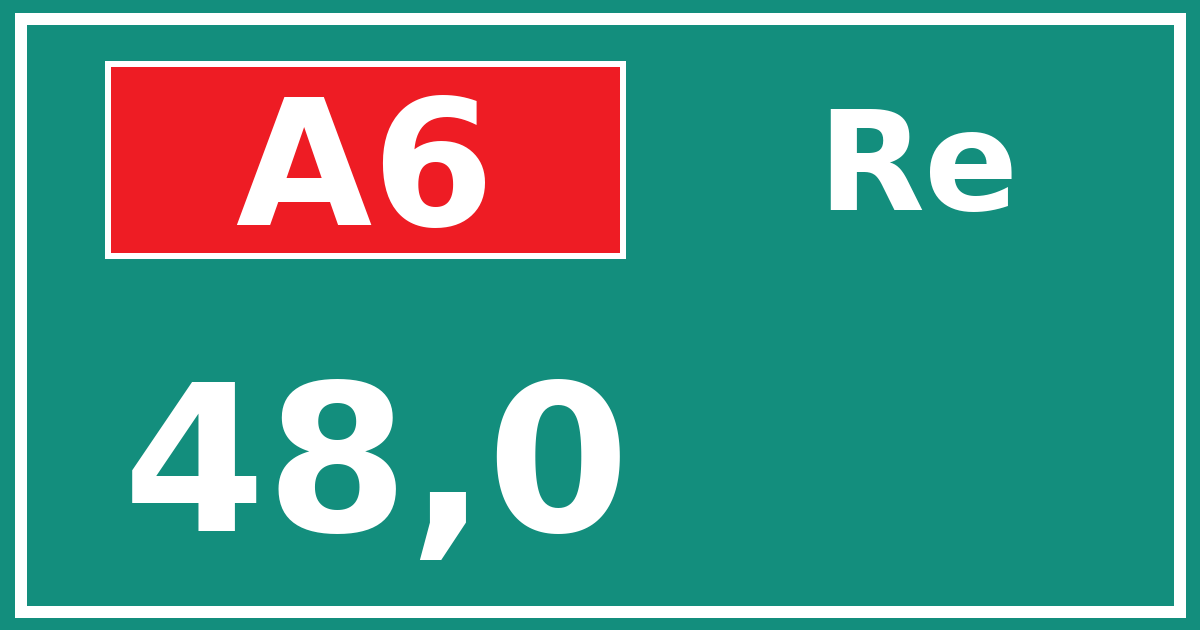 Hectometerbord A6 48,0 zijde Re