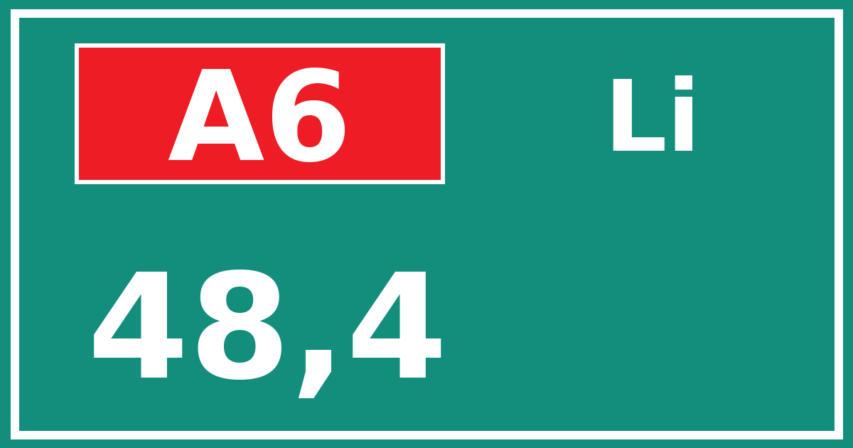 Hectometerbord A6 48,4 zijde Li