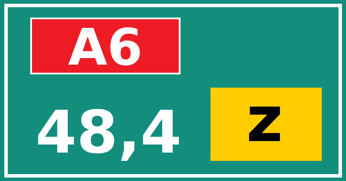 Hectometerbord A6 48,4 letter z