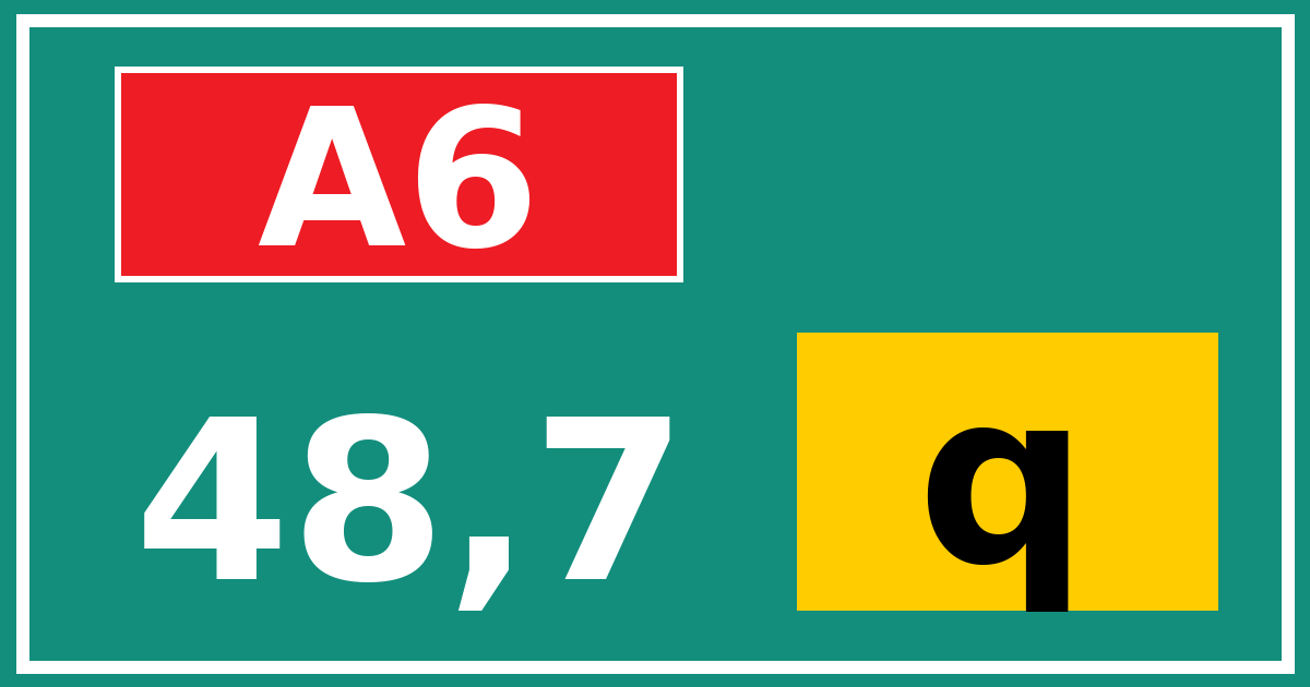 Hectometerbord A6 48,7 letter q