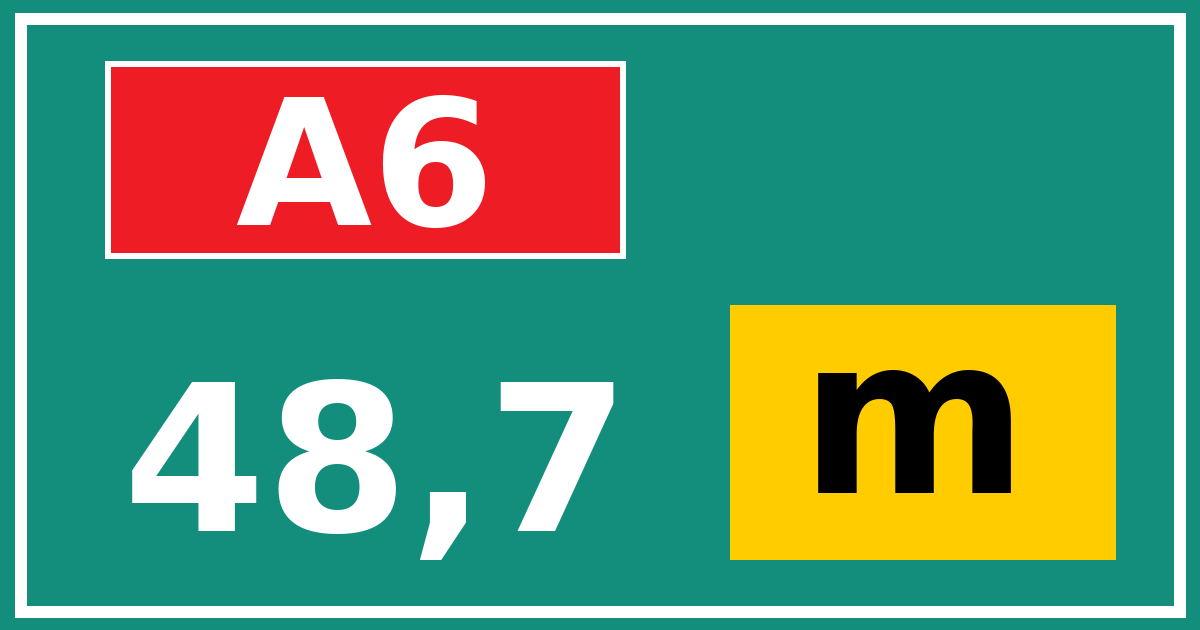 Hectometerbord A6 48,7 letter m