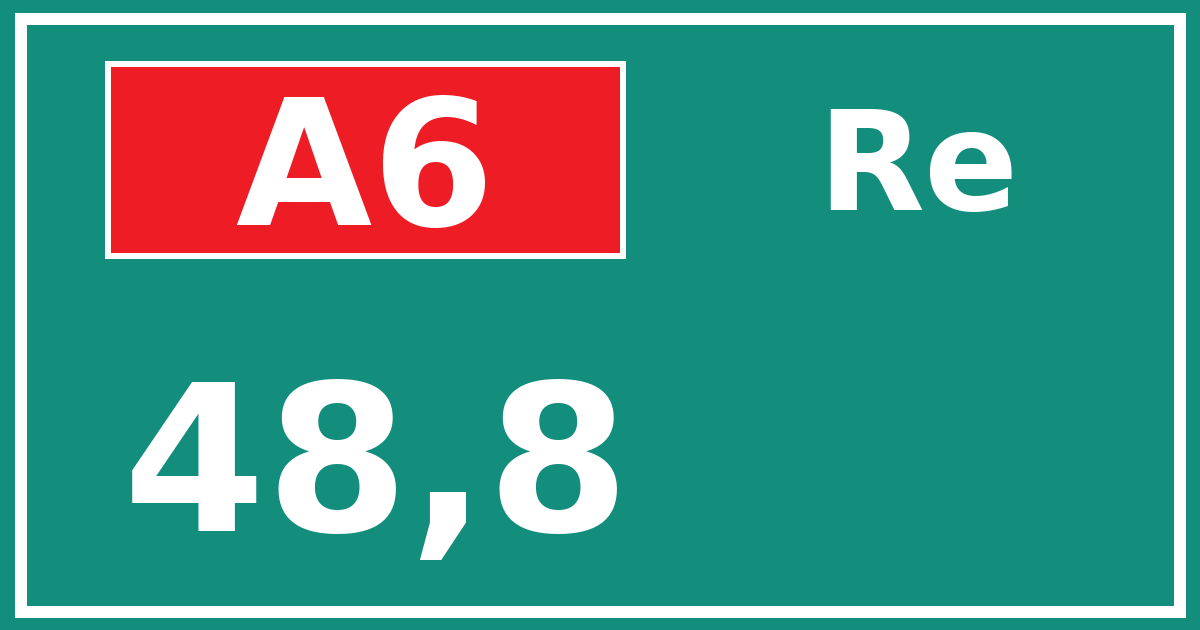 Hectometerbord A6 48,8 zijde Re