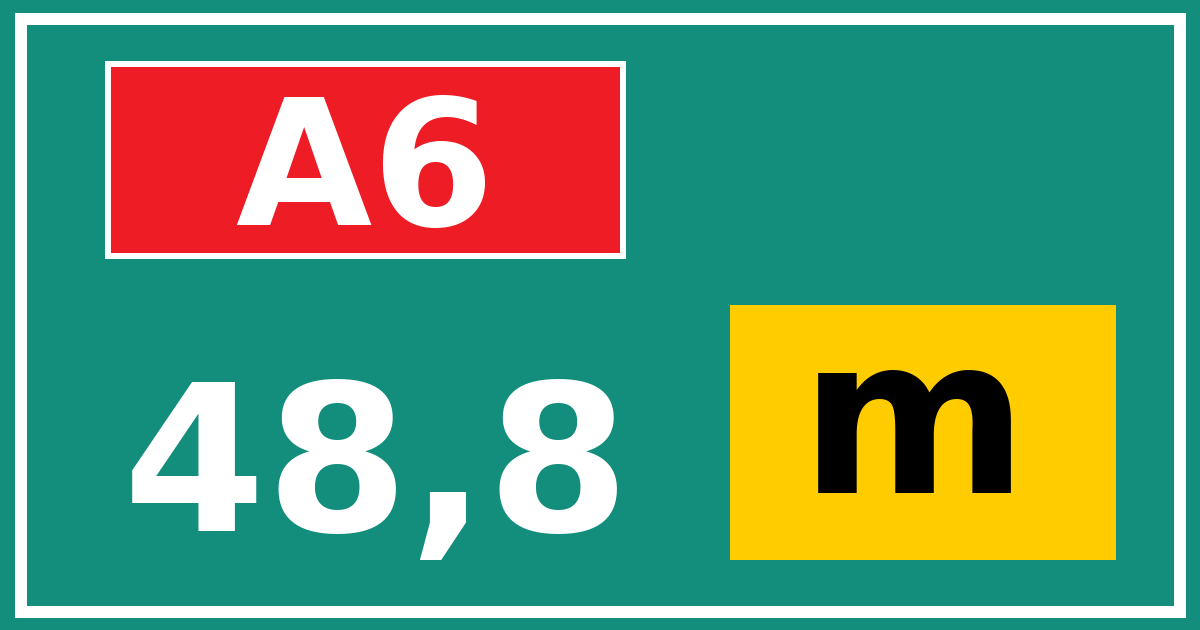 Hectometerbord A6 48,8 letter m