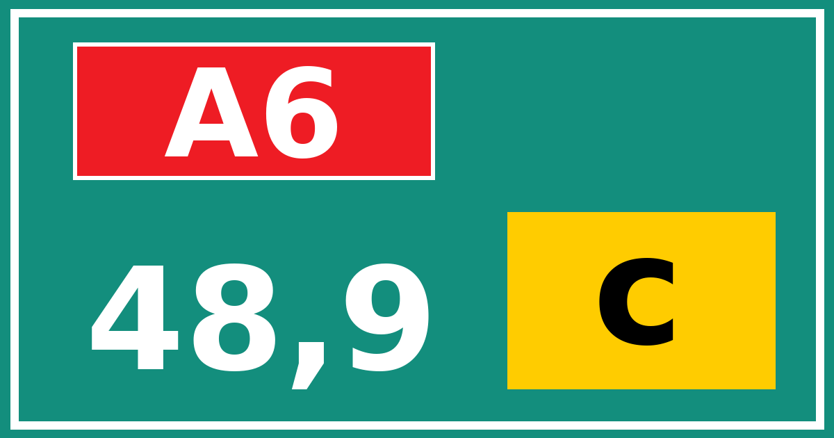 Hectometerbord A6 48,9 letter c