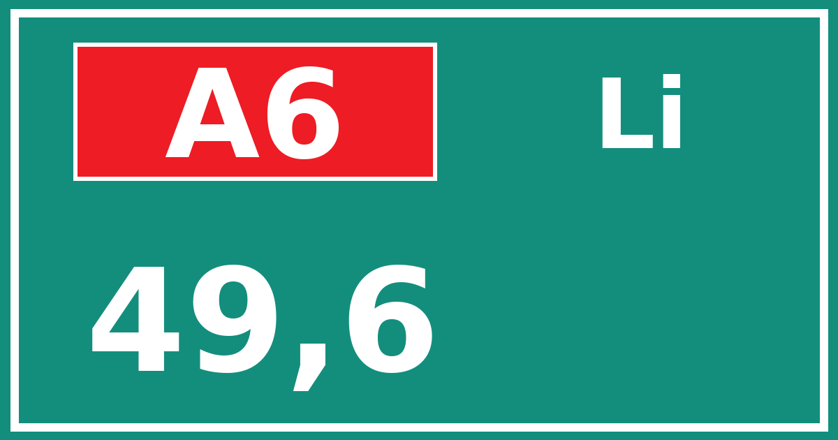 Hectometerbord A6 49,6 zijde Li