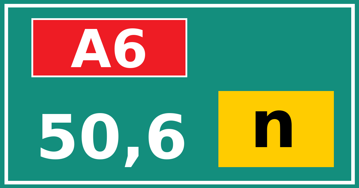 Hectometerbord A6 50,6 letter n