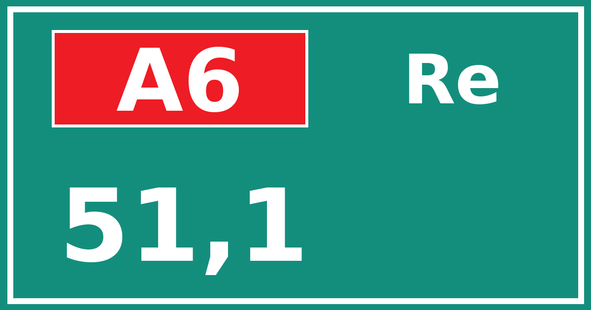 Hectometerbord A6 51,1 zijde Re