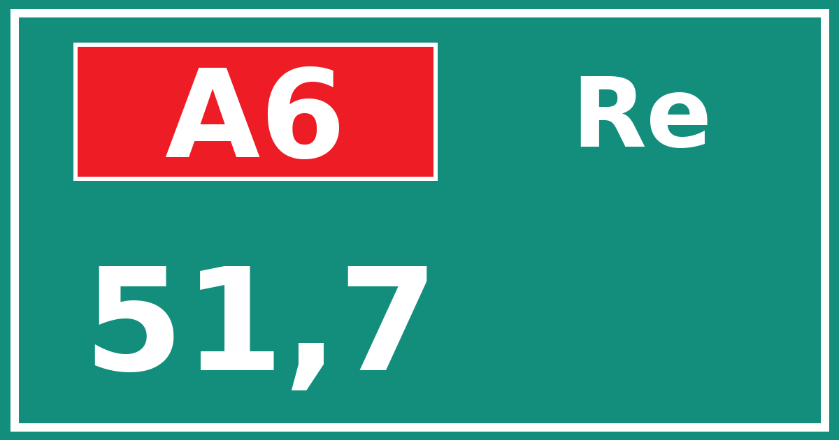 Hectometerbord A6 51,7 zijde Re