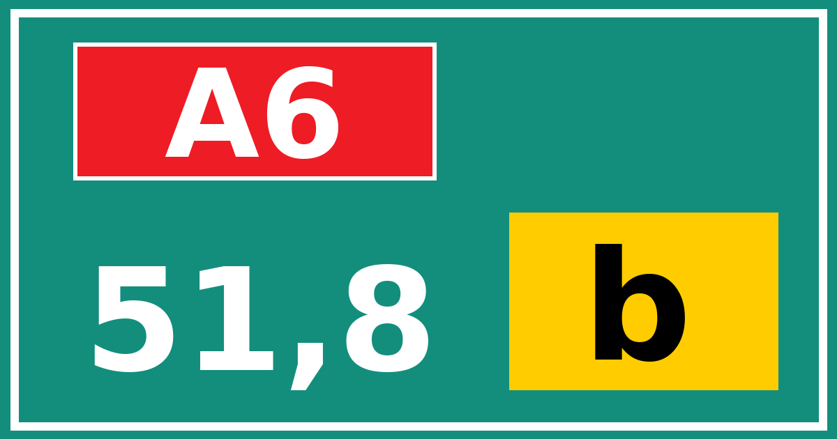Hectometerbord A6 51,8 letter b