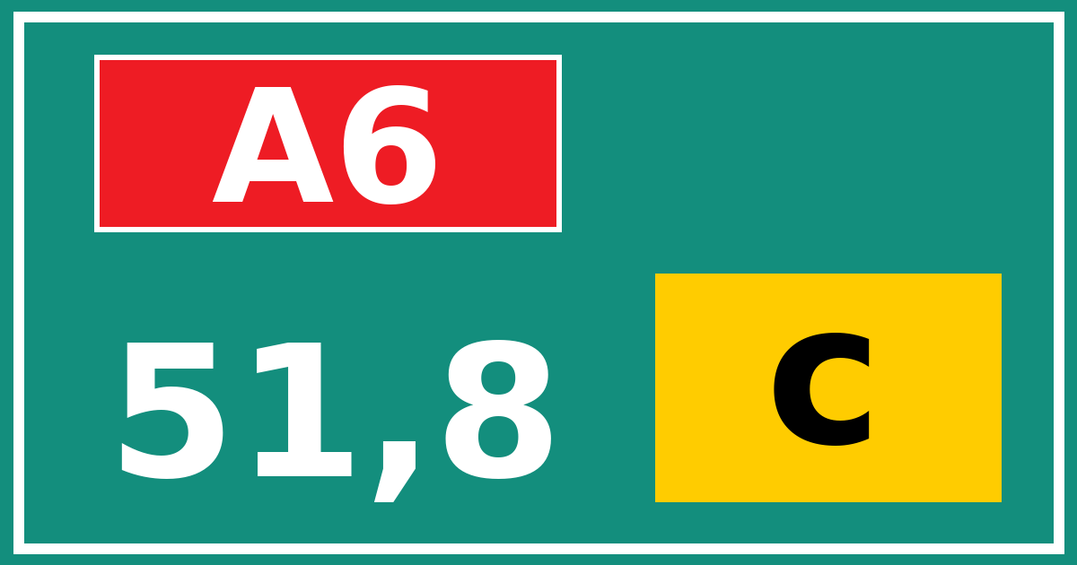 Hectometerbord A6 51,8 letter c
