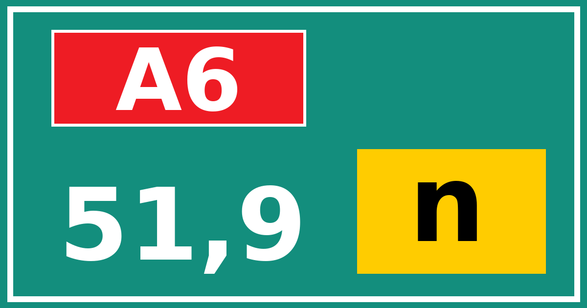 Hectometerbord A6 51,9 letter n