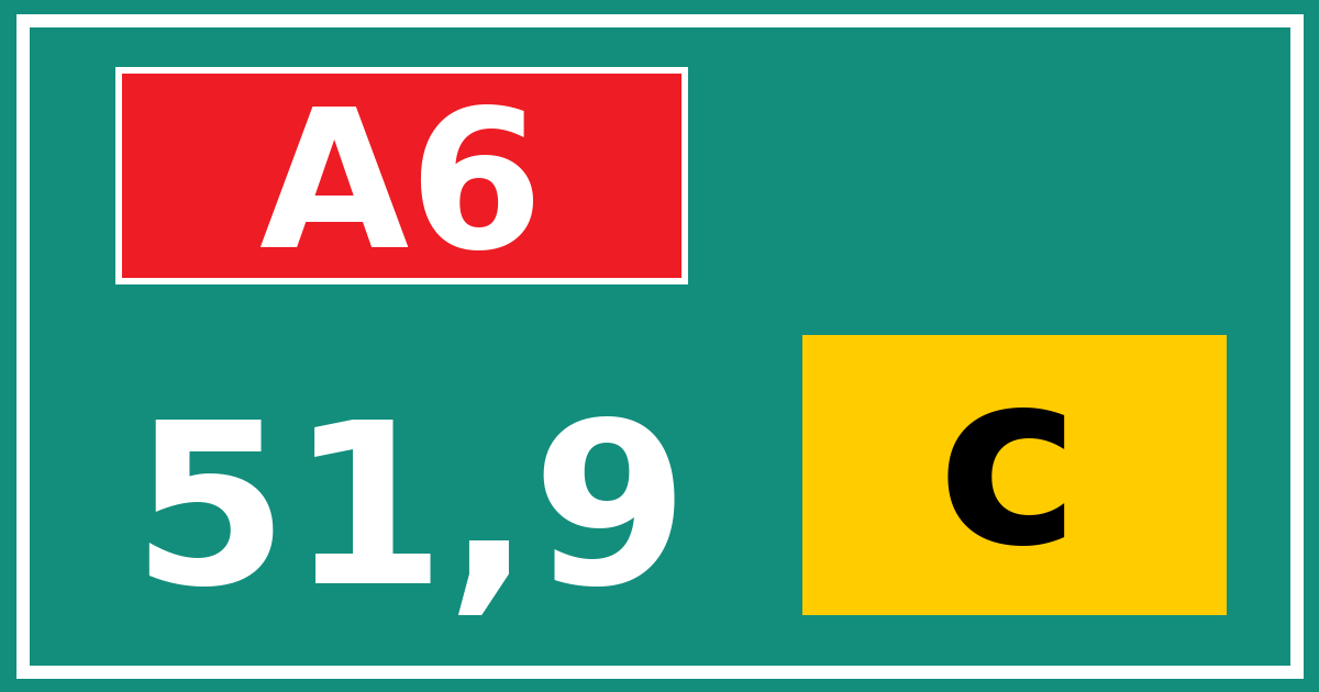 Hectometerbord A6 51,9 letter c