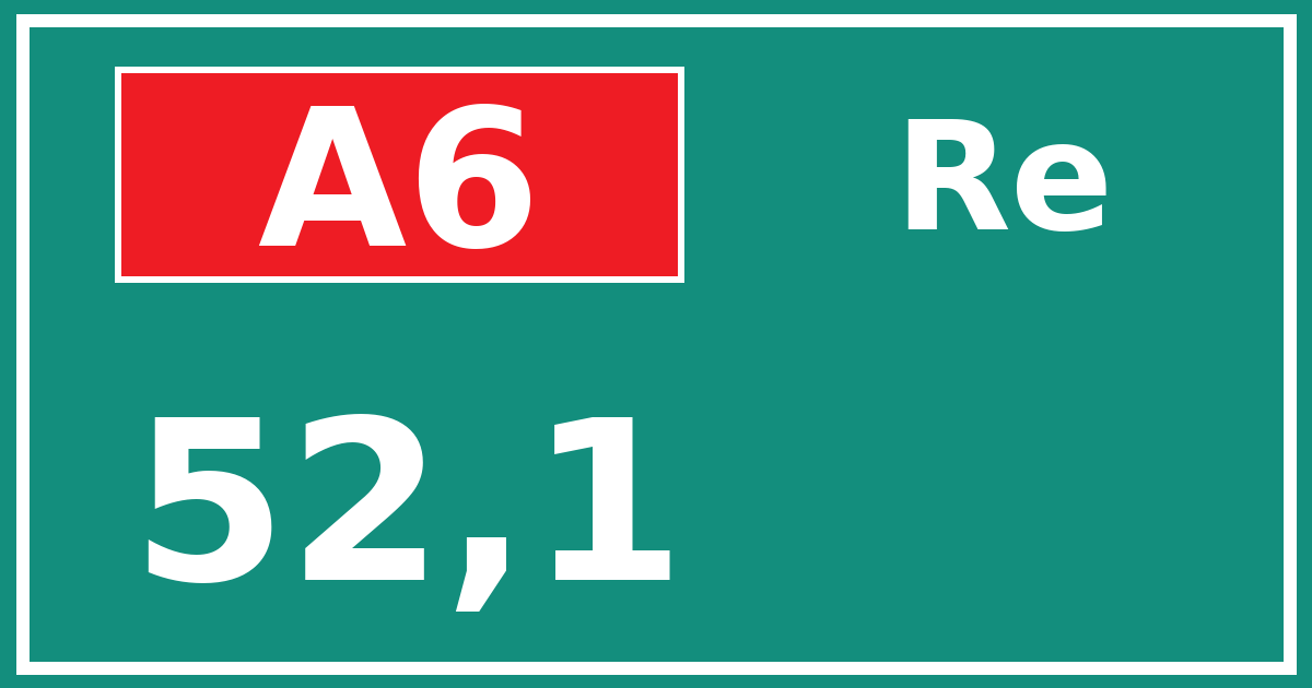 Hectometerbord A6 52,1 zijde Re