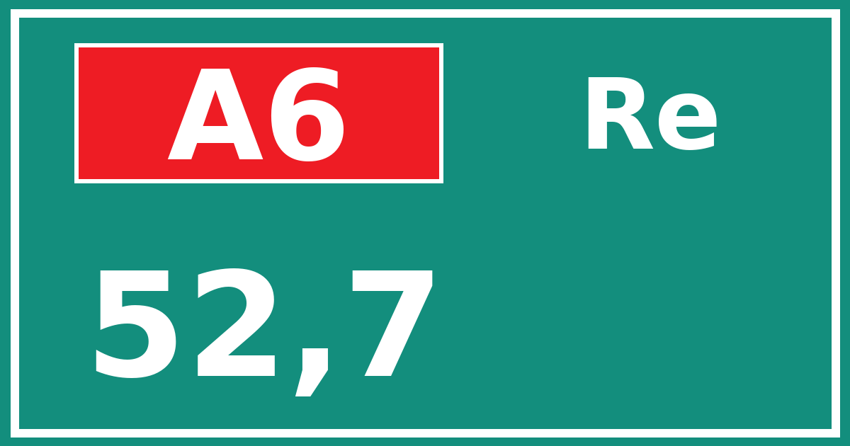 Hectometerbord A6 52,7 zijde Re