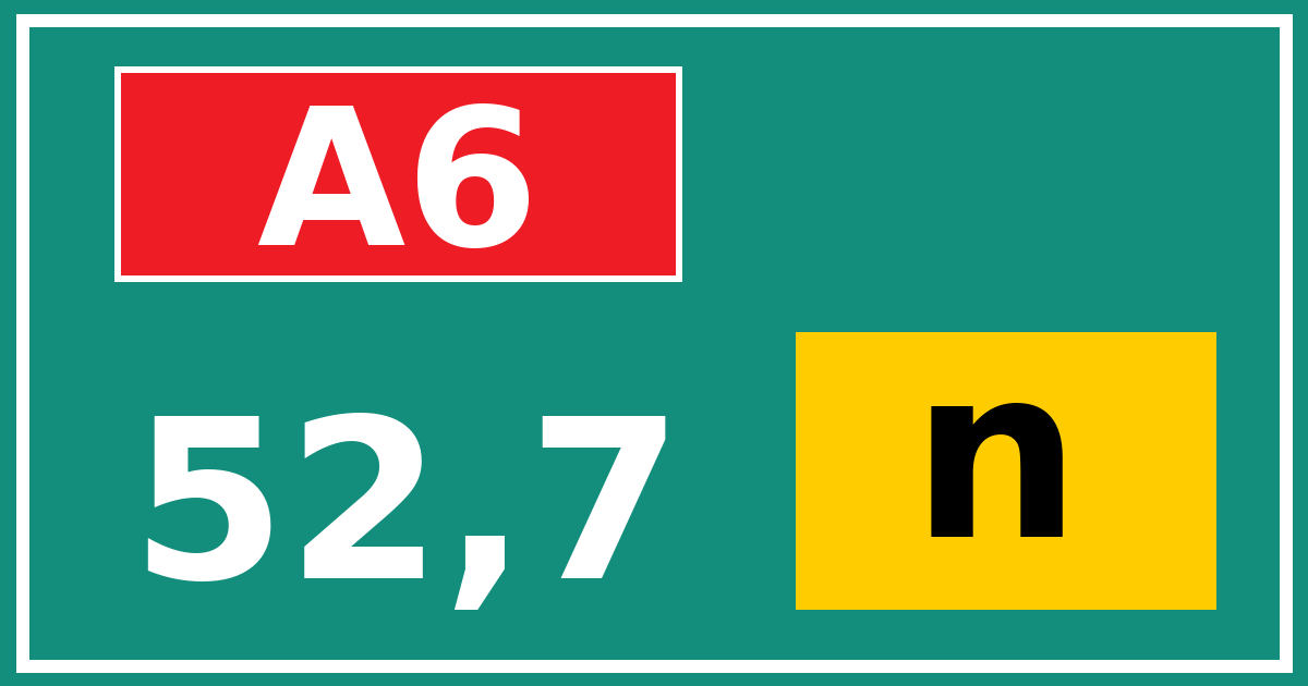 Hectometerbord A6 52,7 letter n