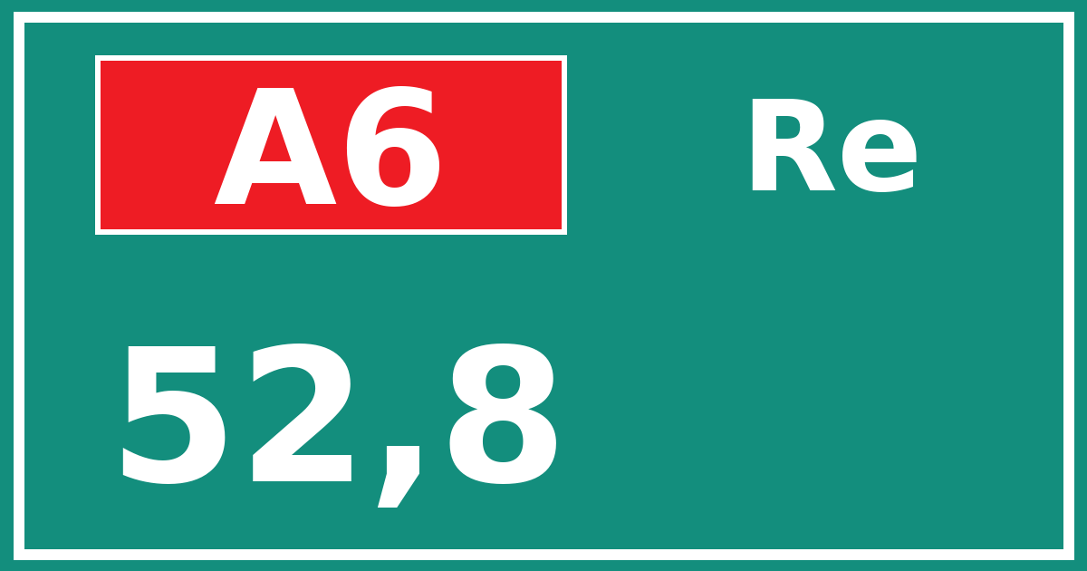 Hectometerbord A6 52,8 zijde Re