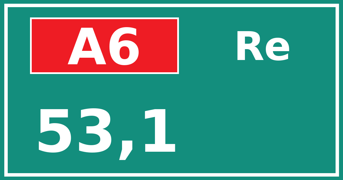 Hectometerbord A6 53,1 zijde Re