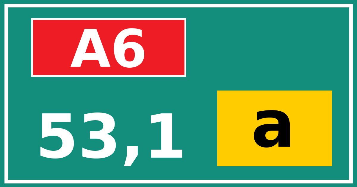 Hectometerbord A6 53,1 letter a