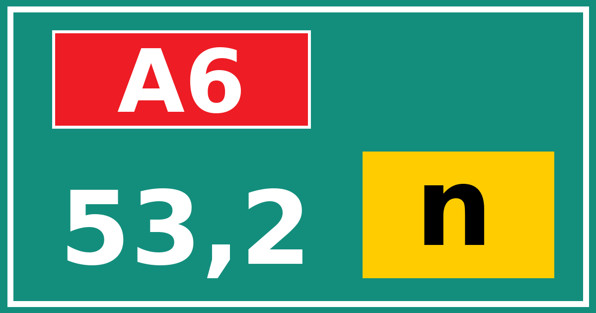 Hectometerbord A6 53,2 letter n
